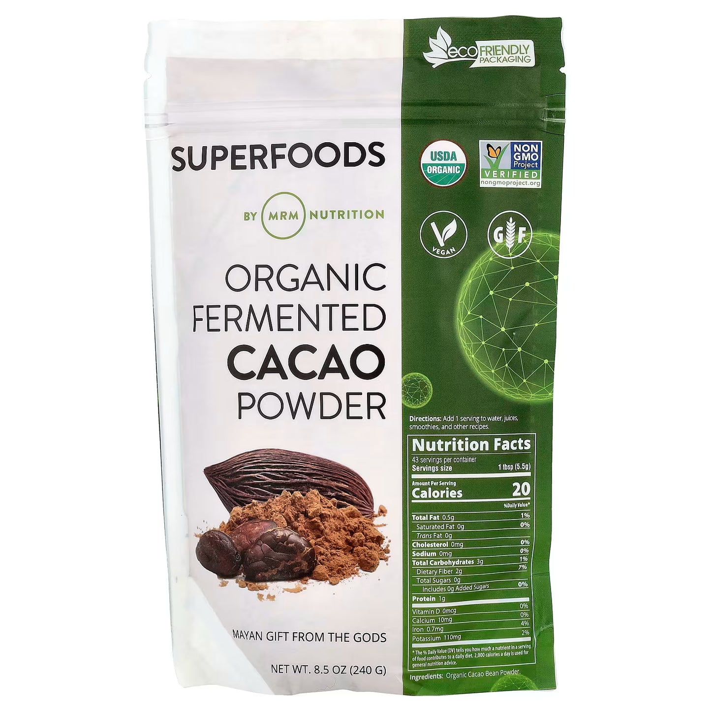 MRM Nutrition, Organic Fermented Cacao Powder, 8.5 oz (240 g)