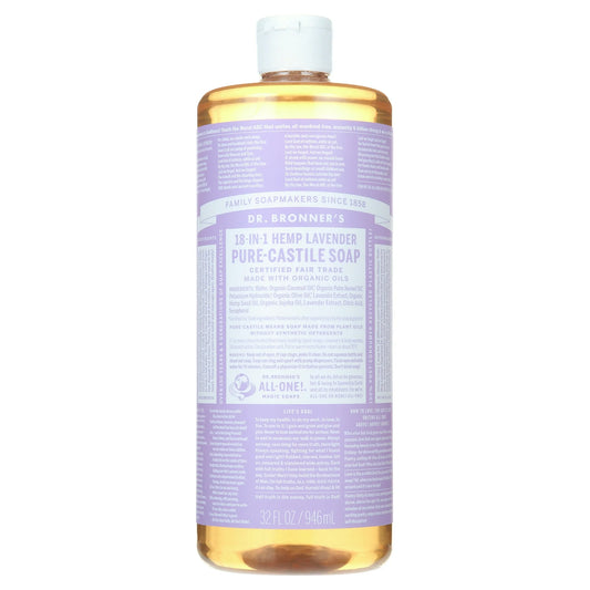 Dr. Bronner's Magic Soap - Castile Liquid - Lavender - 32 oz - 18-in-1 uses - Adults, Teens, Children