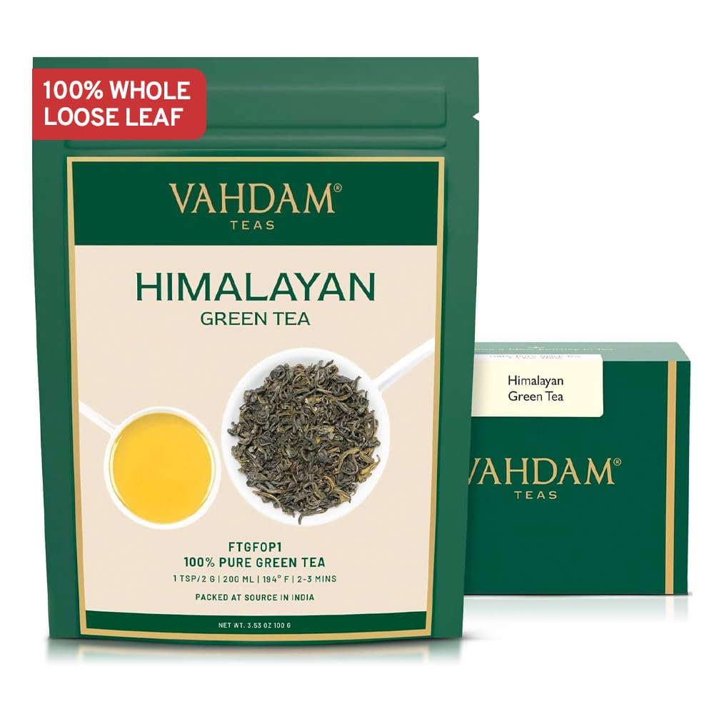 VAHDAM, Himalayan Green Tea Leaves (50+ Cups, 3.53 Oz)